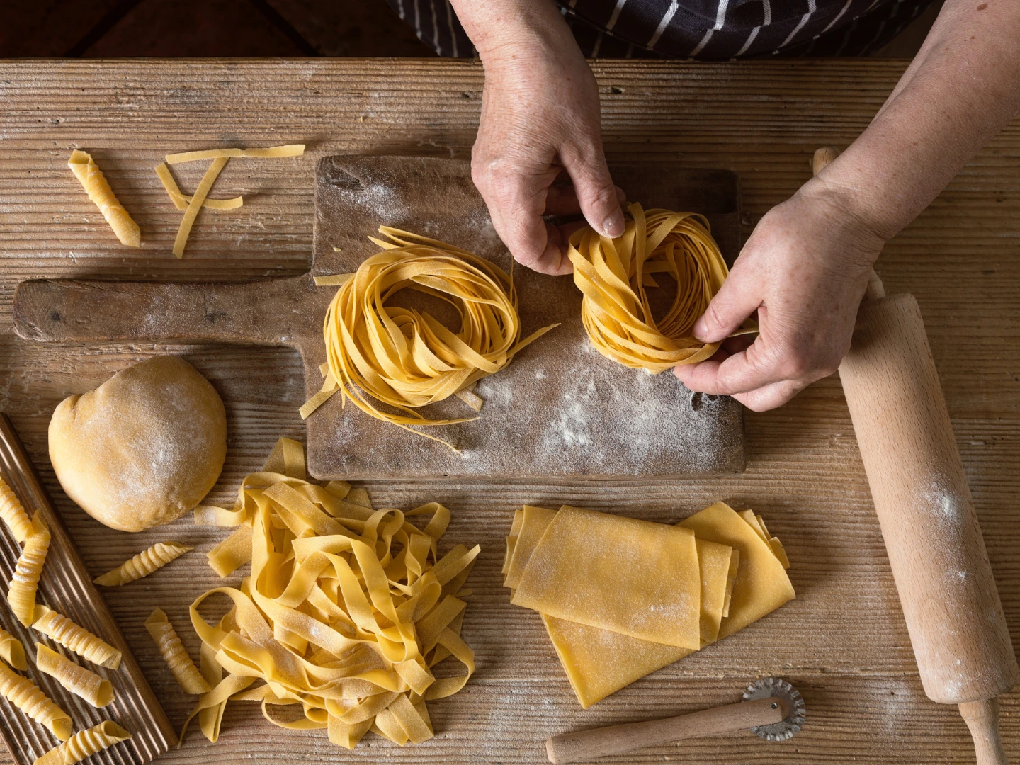 handcut noodles making