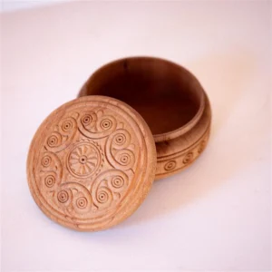 Hand-Carved Round Box