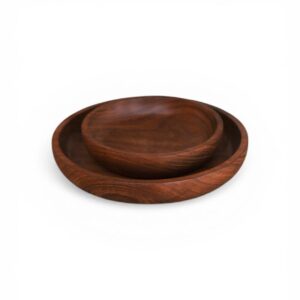 Wooden Turned Plates (Set of Two)